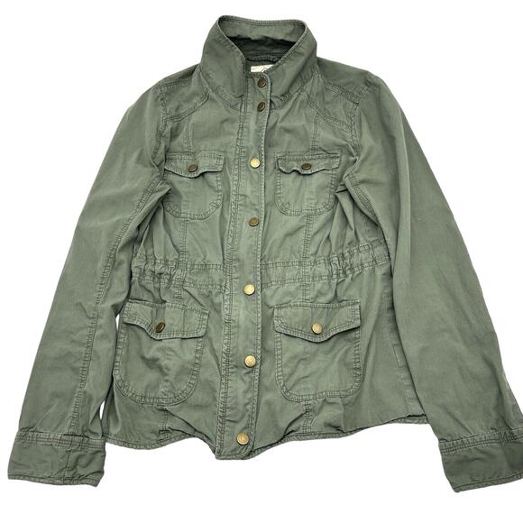 St. John's Bay Green Zip Up Button Down Drawstring Waist Military Cargo Jacket S - Picture 1 of 10